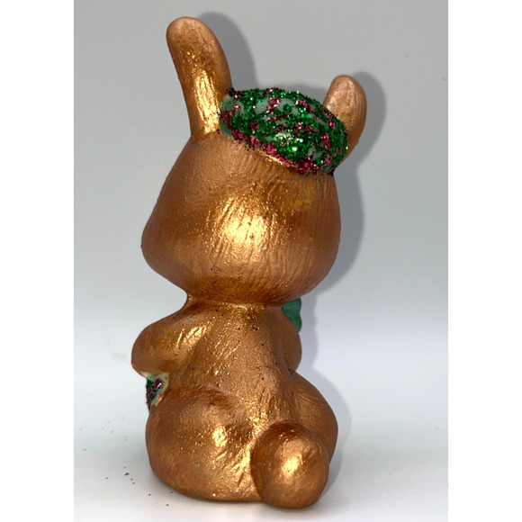 Vintage Ceramic Scottish Bunny Rabbit Playing Bagpipes Red Green Hat Rare OOAK - Picture 13 of 16